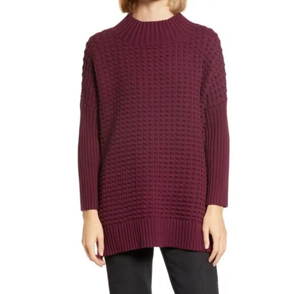 French Connection Mozart Popcorn Jumper Berry OVERSIZE WINE Small Sweater NEW - Picture 1 of 4